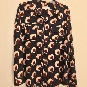 ANN TAYLOR LOFT flowered button down blouse NWOT